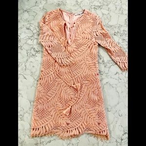 Lovers & Friends boho lace nude peach dress XS